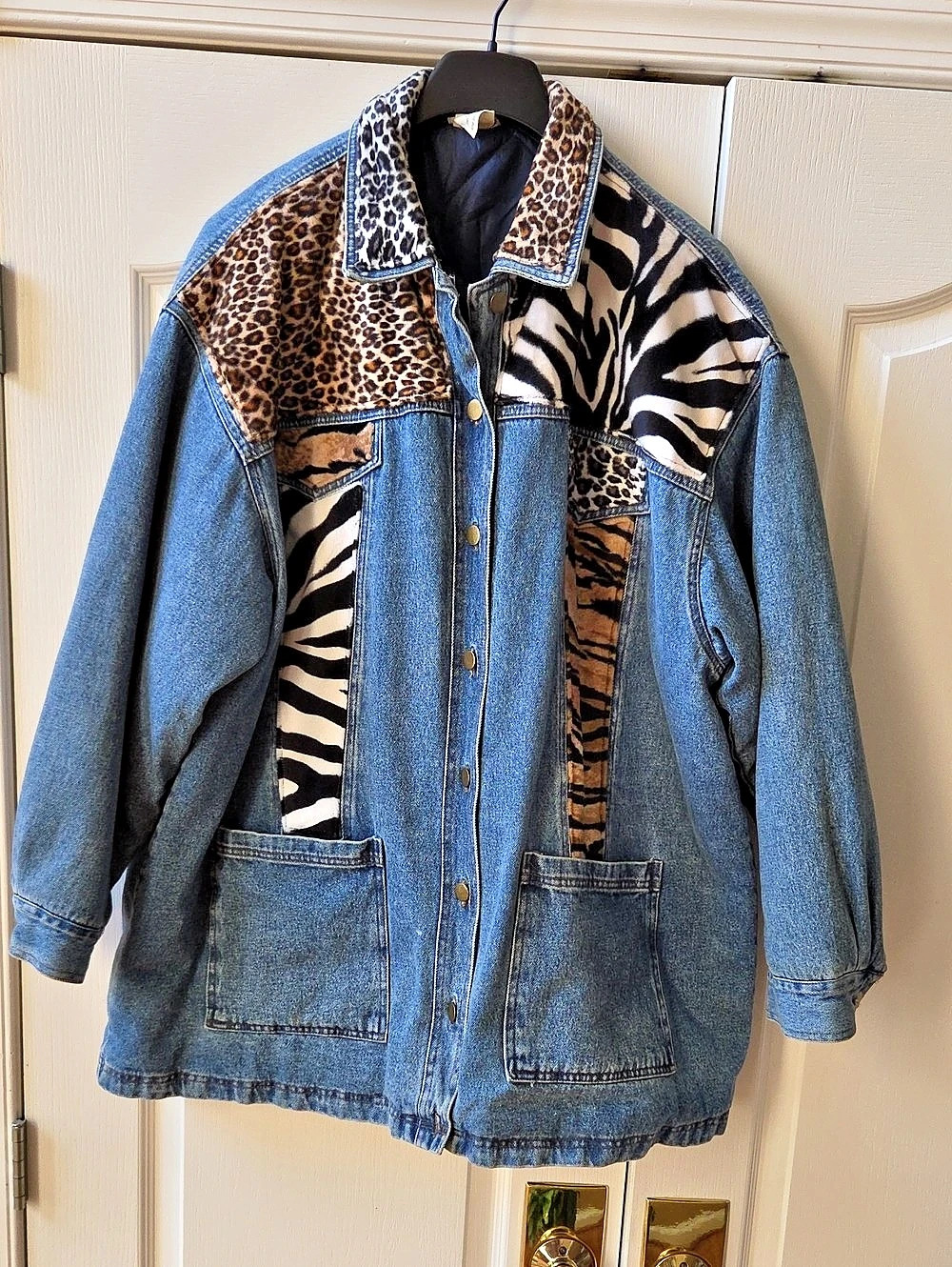 Animal Print Denim Jacket Size 2X Like New